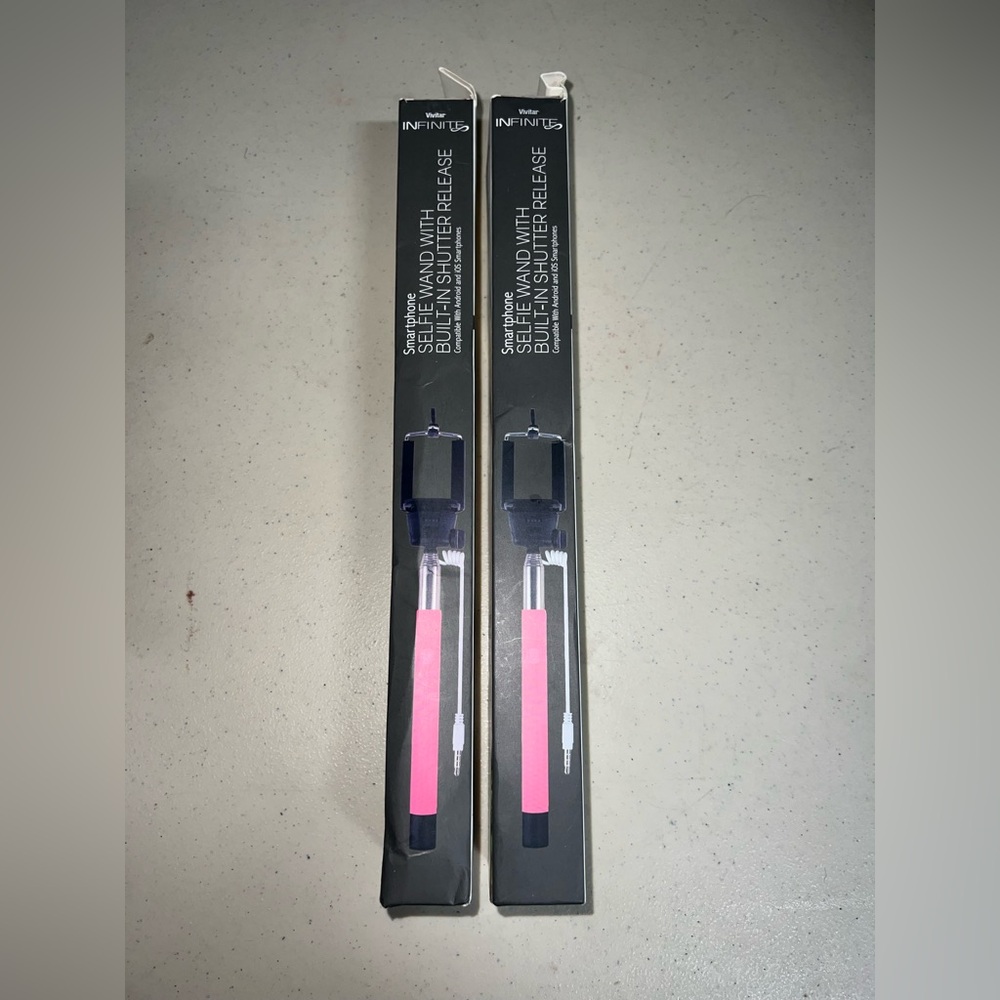Pink Selfie Stick with Built-in Shutter Release
